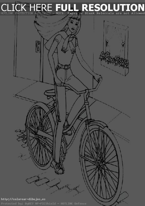 dibujos para colorear barbie bicicleta