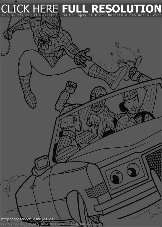 spiderman y los malos en un coche